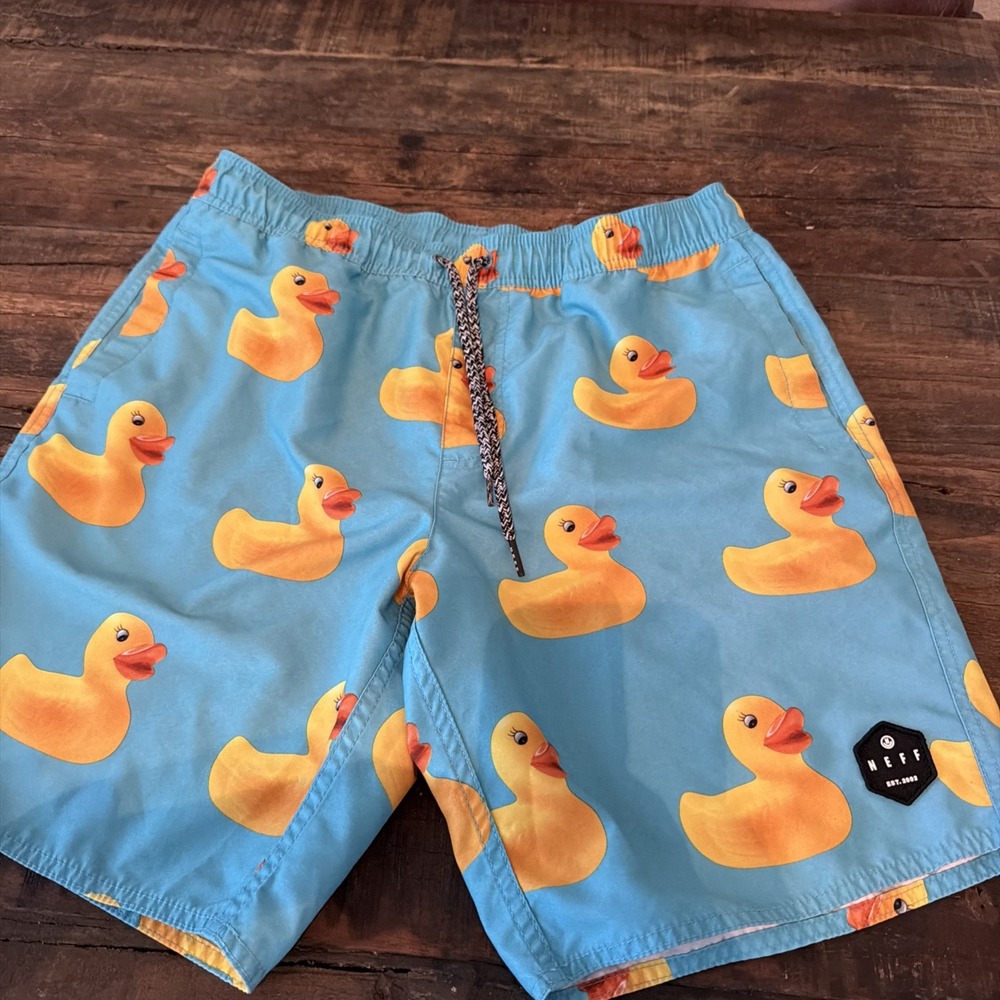 Neff Men's Sz. M Blue Rubber Duck Shorts. Excellent Condition, Fun!